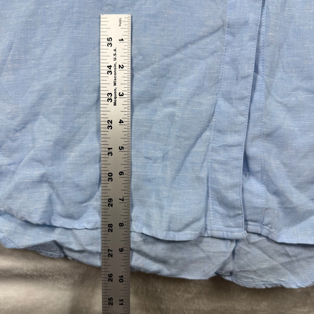 Saks Fifth Avenue Womens Blue 100% Linen Short Sleeve Button Front Shirt Dress L - Picture 5 of 9